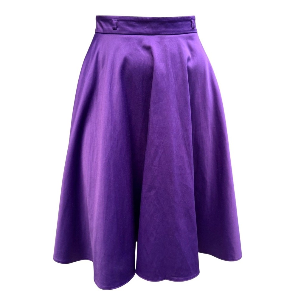 Principles Ben de Lisi Satin Circle Skirt Purple High Waist Flared Pinup Midi 10